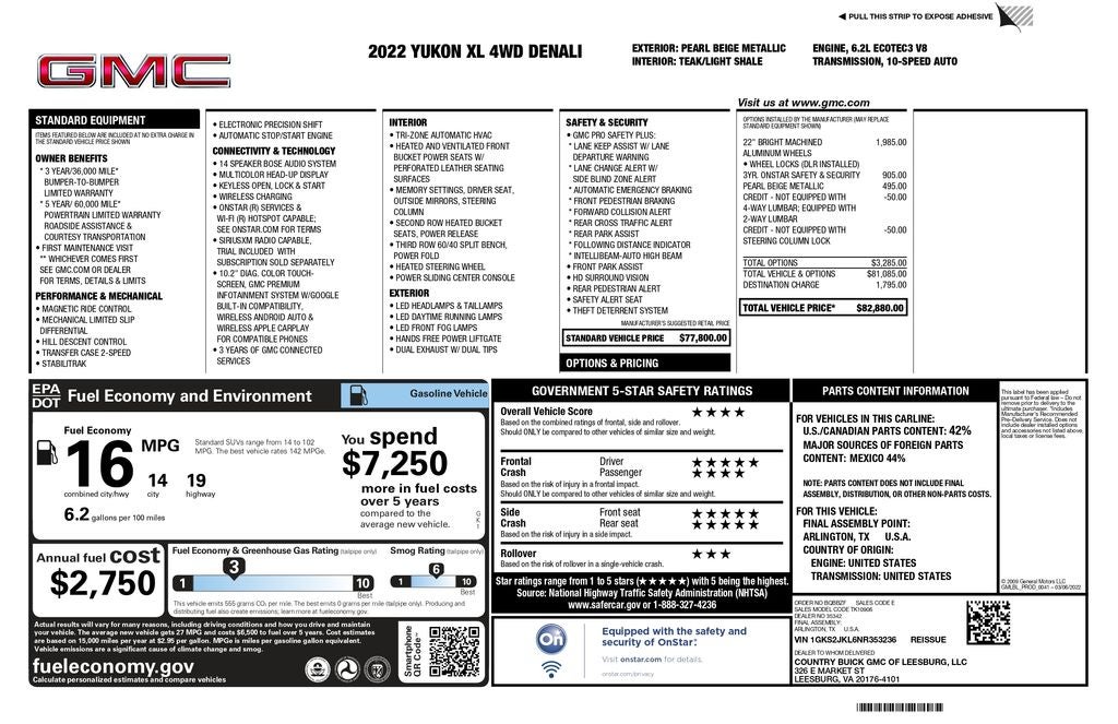 2022 GMC Yukon XL Denali 4WD | 360 Camera | BLIS | 22" Wheels