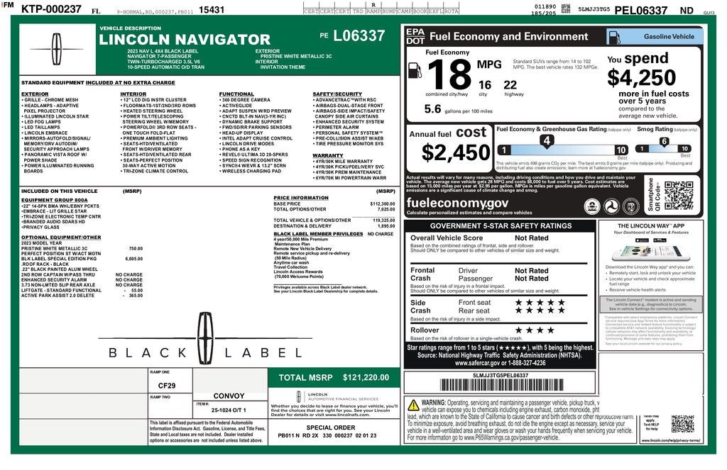 2023 Lincoln Navigator L Black Label Special Edition 4WD | Pano Roof | 360 Cam