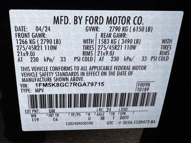2024 Ford Explorer ST | Street Pack | Pano Roof | Tech Pkg | 360 Camera