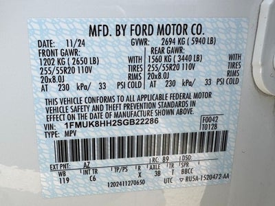 2025 Ford Explorer Platinum 360 Camera | 2nd Row Bench | B&O Audio