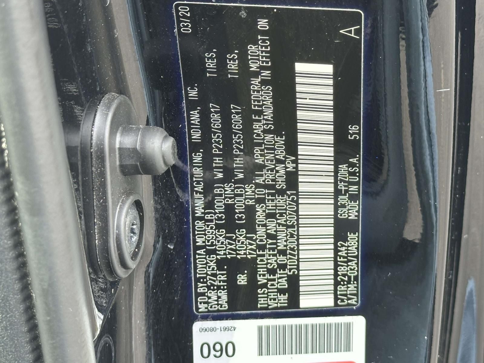 2020 Toyota Sienna L 7 Passenger