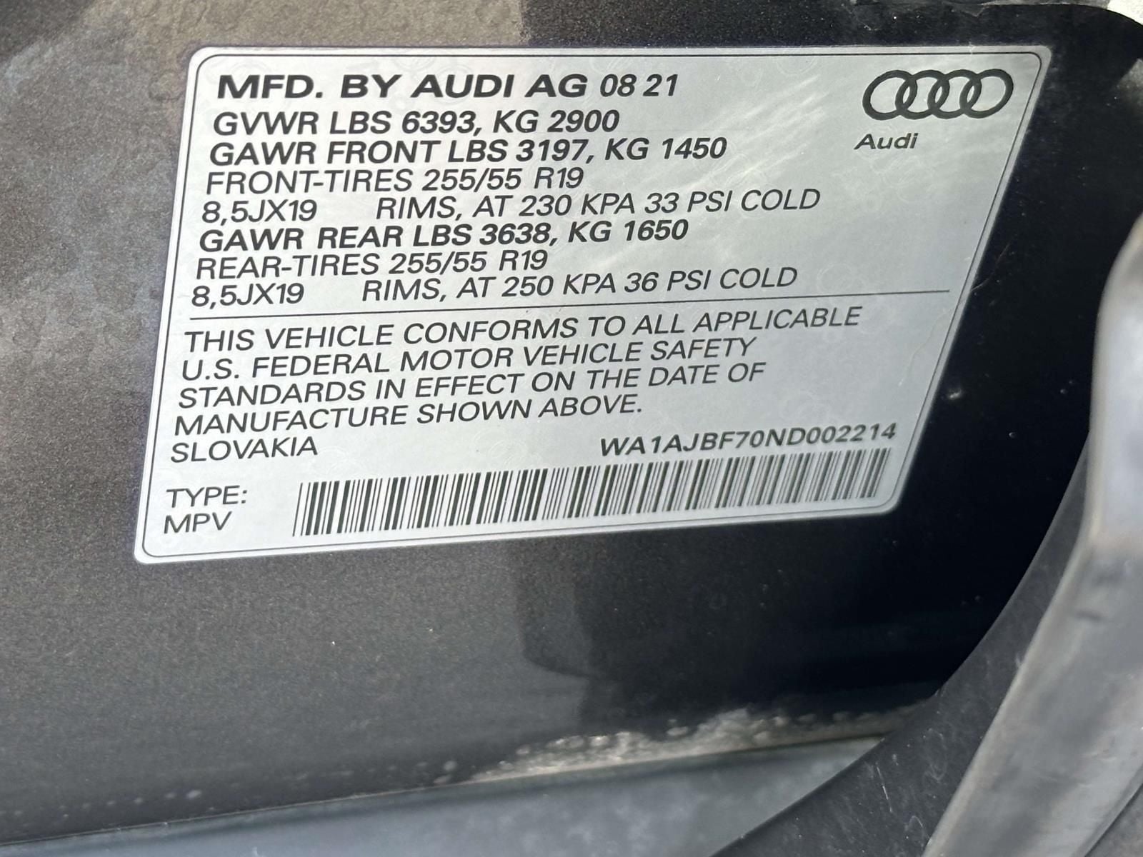 2022 Audi Q7 45 Premium quattro